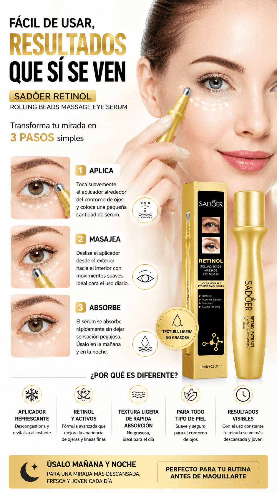✨ SADOER RETINOL: ¡DILE ADIÓS A LAS OJERAS Y LÍNEAS DE EXPRESIÓN EN SEGUNDOS! 👁️💖