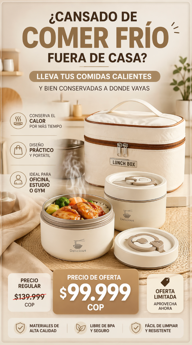 Set LunchBox Pro x4: Almuerzos Calientes y Cero Derrames en tu Oficina.