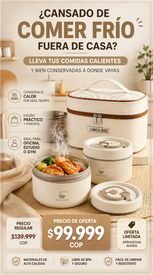 Set LunchBox Pro x4: Almuerzos Calientes y Cero Derrames en tu Oficina.