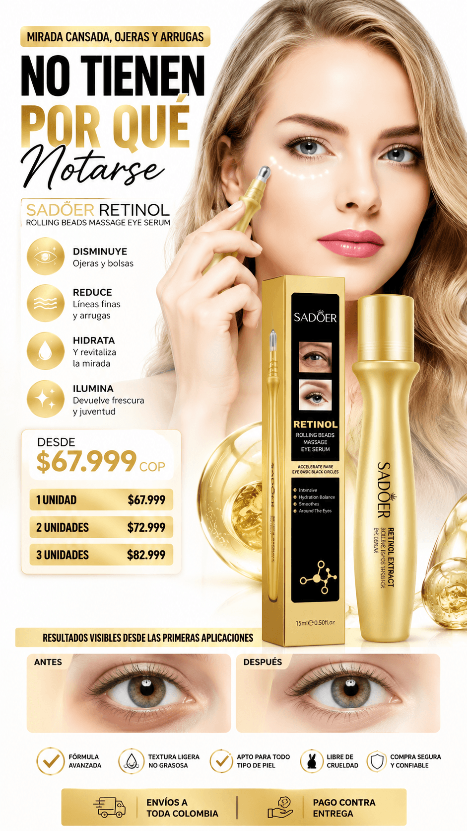 ✨ SADOER RETINOL: ¡DILE ADIÓS A LAS OJERAS Y LÍNEAS DE EXPRESIÓN EN SEGUNDOS! 👁️💖