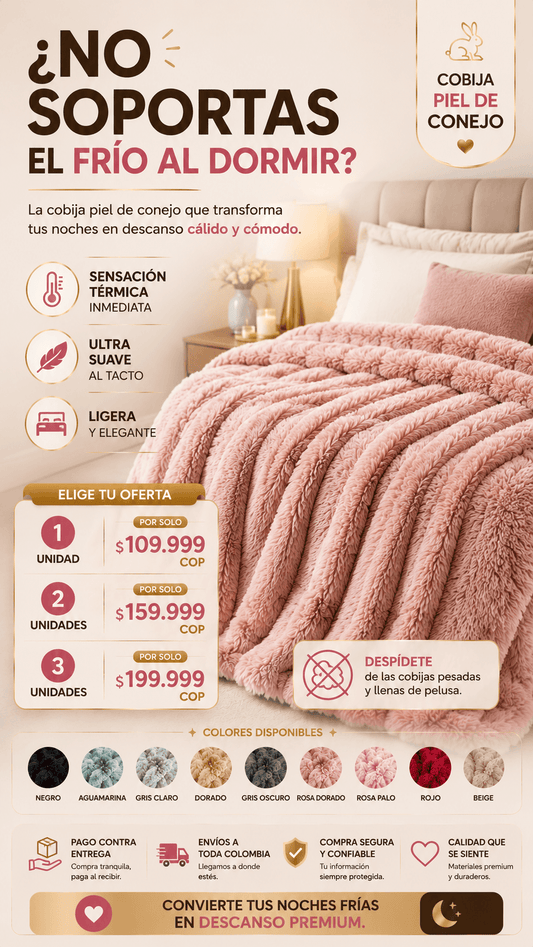 🔥 COBIJA PIEL DE CONEJO: ¡EL ABRAZO MÁS SUAVE Y CALIENTITO PARA TUS NOCHES! ☁️✨
