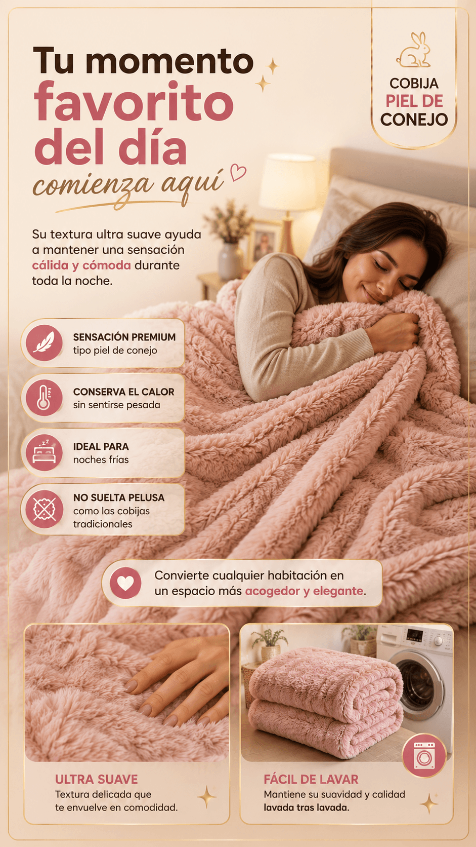 🔥 COBIJA PIEL DE CONEJO: ¡EL ABRAZO MÁS SUAVE Y CALIENTITO PARA TUS NOCHES! ☁️✨