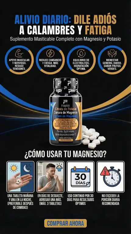 Triple Fórmula Mineral: Potasio y Magnesio  +Cloruro de Magnesio | 60 unidades