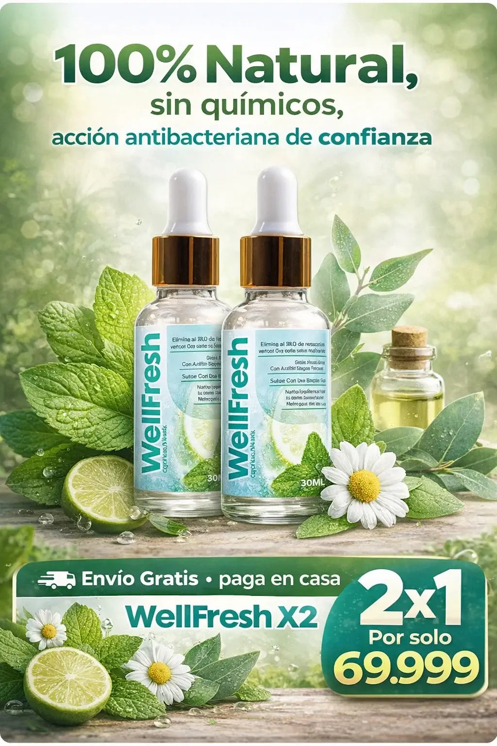 ¡Dile adiós al mal aliento con WellFresh 2x1 ! 🌿💧