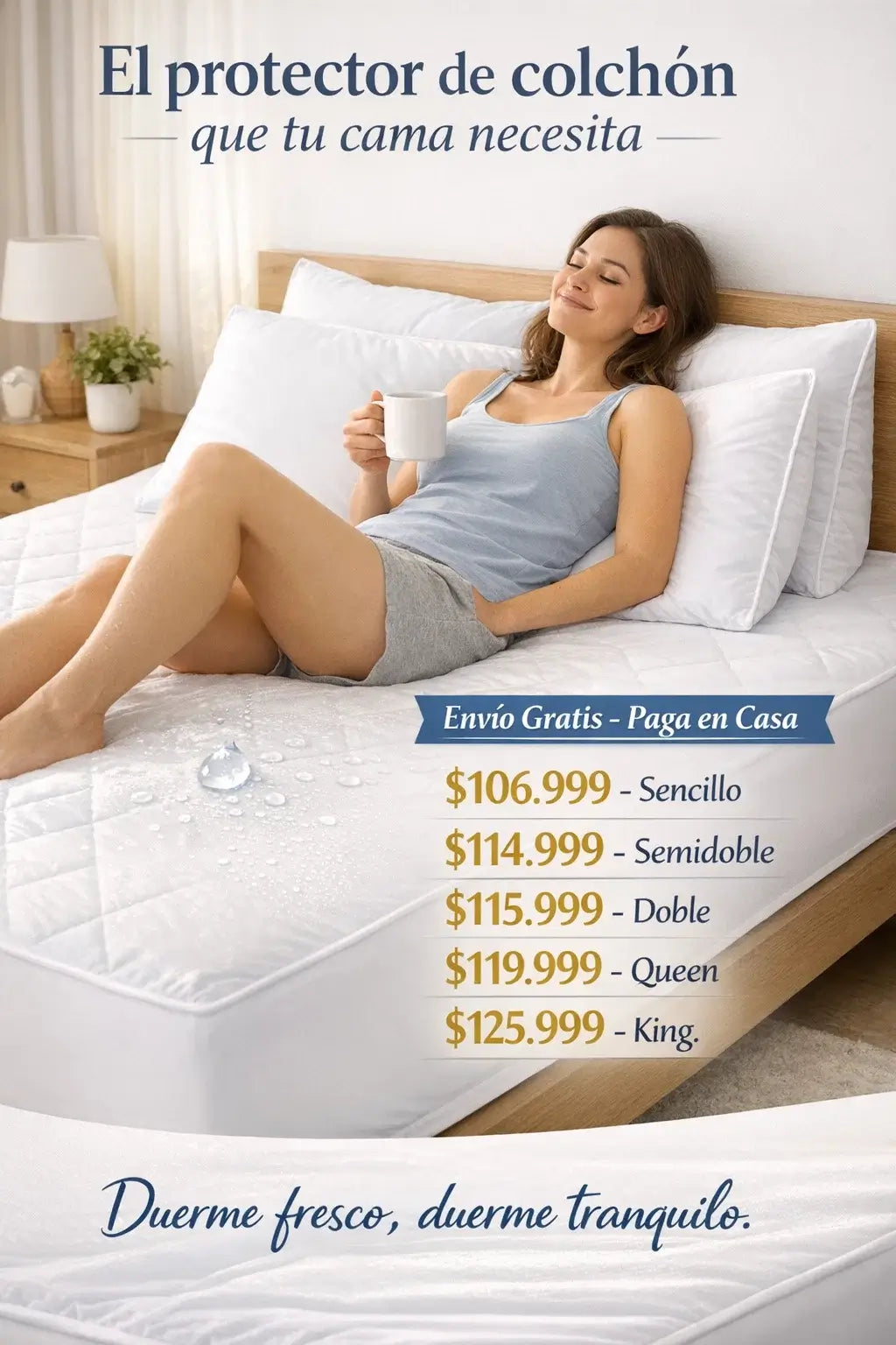 ¡Protege tu colchón al 100% con nuestro protector impermeable!